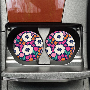 Navy Florals Car Coasters