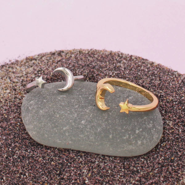 Gold Star Moon Toe Rings