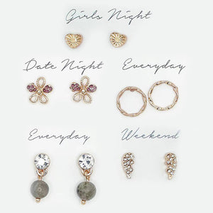 Gold Design Multipack Stud Earrings Set