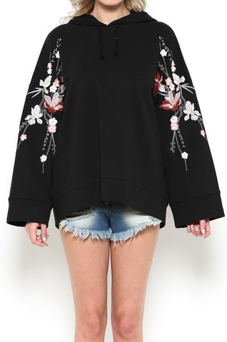Floral Embroidered Hoodie