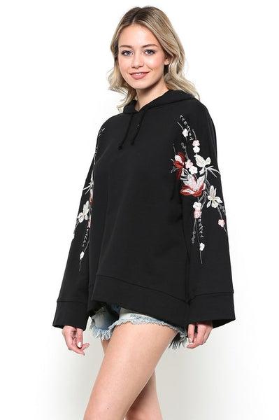 Floral Embroidered Hoodie