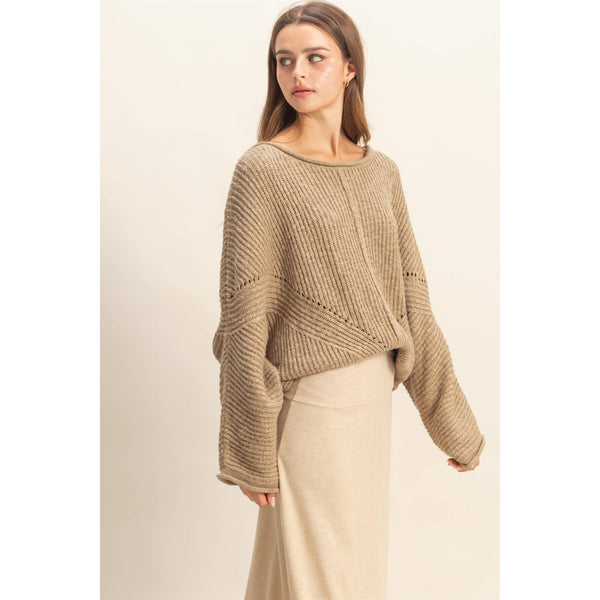 Ribbed Drop Sleeve Sweater