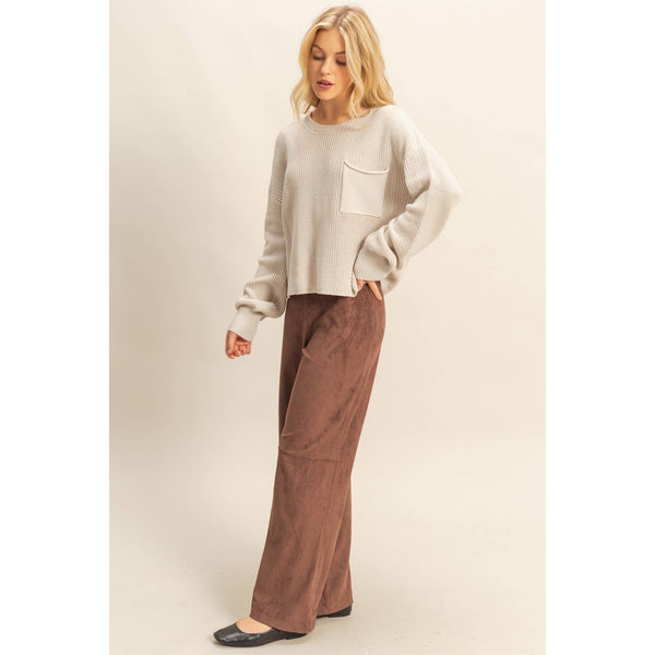 Pocket Detailed Crew Neck Sweater