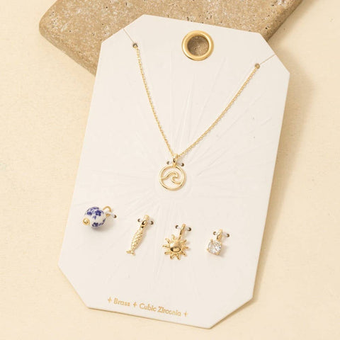 Wave Coin Swappable Pendant Necklace