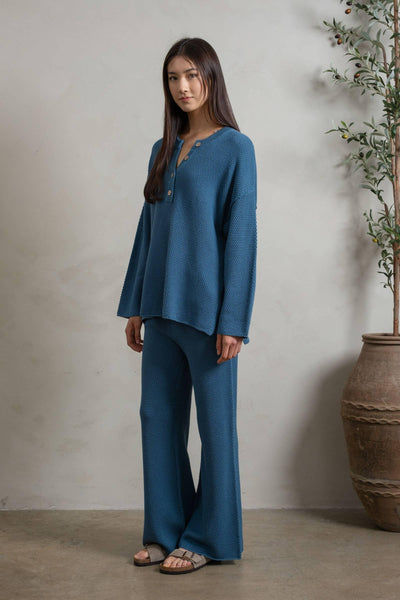 Sapphire BlueWaffle Knit Lounge Set