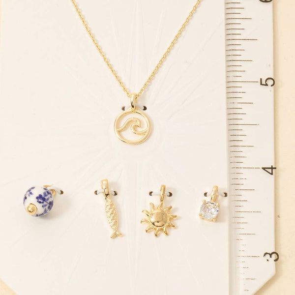 Wave Coin Swappable Pendant Necklace