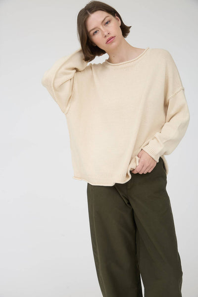 Raw Edge Oatmeal Sweater
