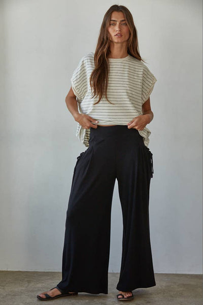 Knit Cotton Wied Leg Pants
