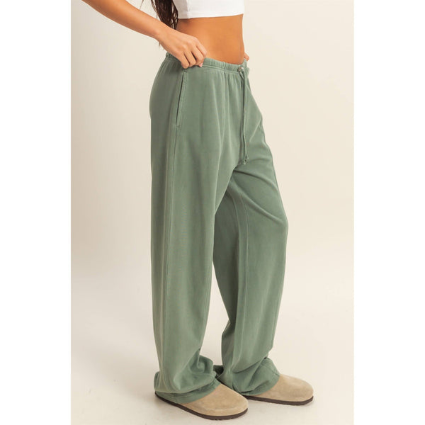 High-Waisted Straight Cut Pants-V. Olive