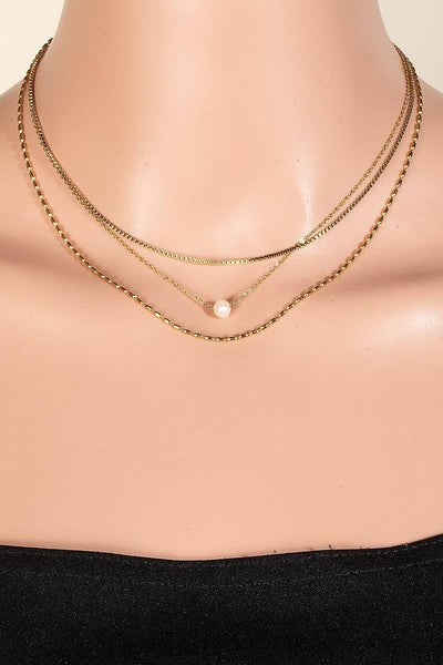 Pearl Charm Stainless Steel Chain Necklace
