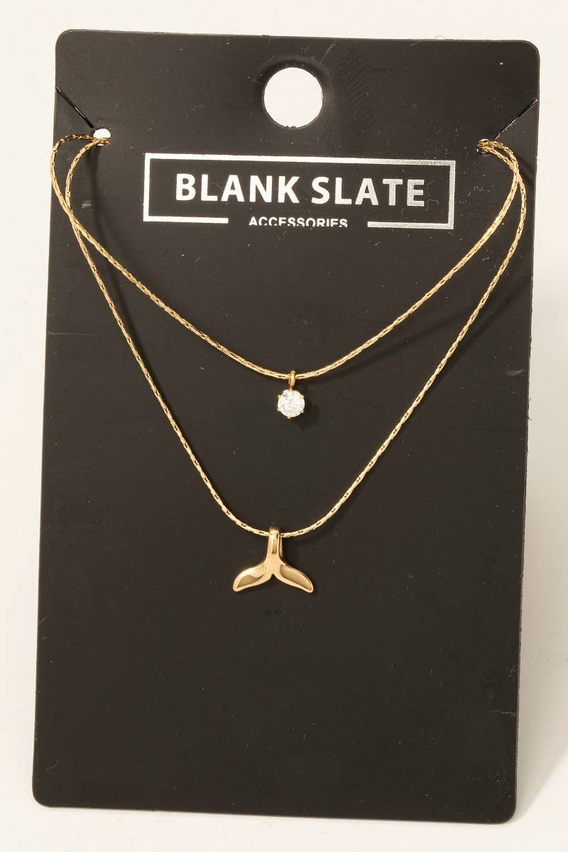 Whale + Rhinestone Layered Necklace