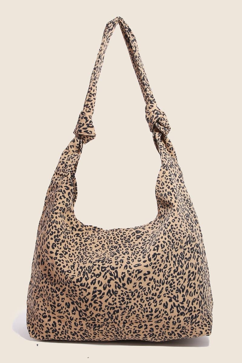 Knotted Strap Leopard Hobo Bag