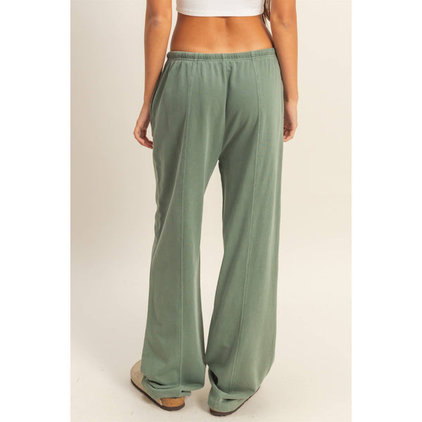 High-Waisted Straight Cut Pants-V. Olive