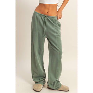 High-Waisted Straight Cut Pants-V. Olive