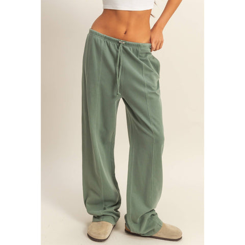 High-Waisted Straight Cut Pants-V. Olive