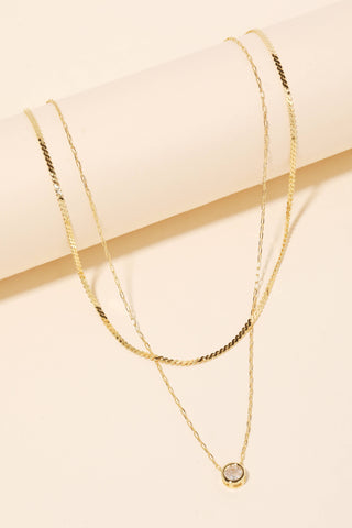 Layered Crystal Stud Necklace