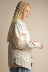 Floral Printed Contrast Cotton Jacket