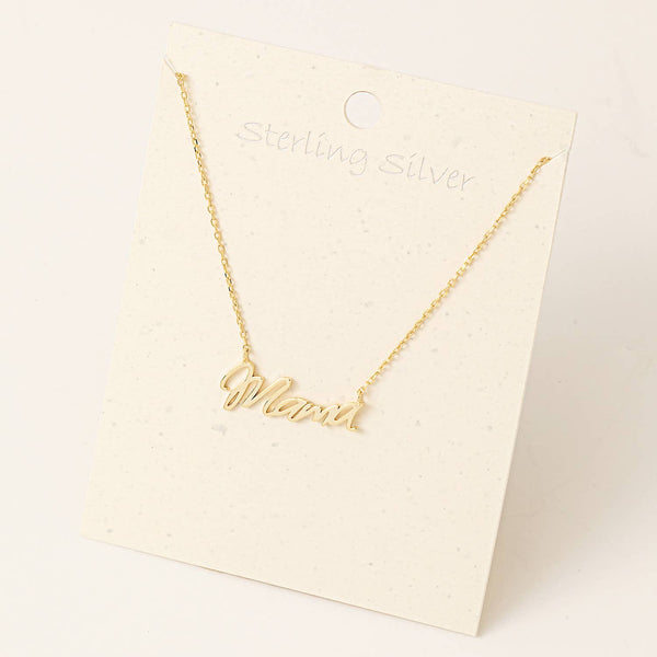 Sterling Silver Mama Necklace: G
