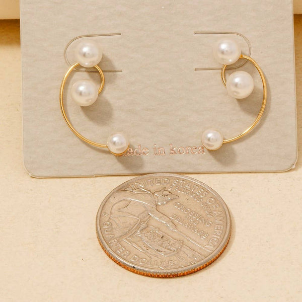 Mini Pearl Beads Wire Drop Earrings