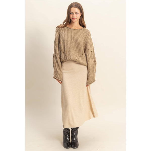 Ribbed Drop Sleeve Sweater