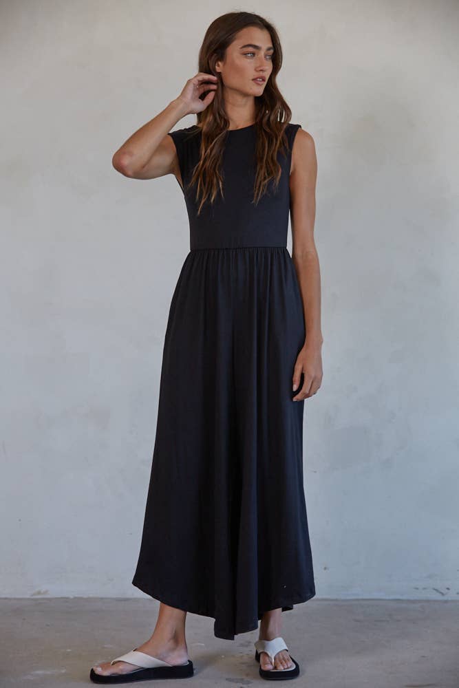 Sleeveless Open Back Wide Leg Jumpsuit