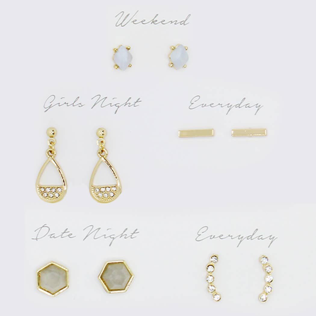 Multipack Stud Earrings Set with Gift Box