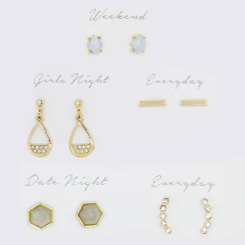 Multipack Stud Earrings Set with Gift Box