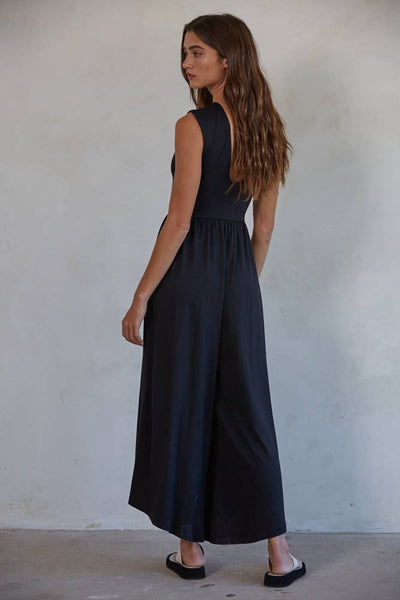 Sleeveless Open Back Wide Leg Jumpsuit
