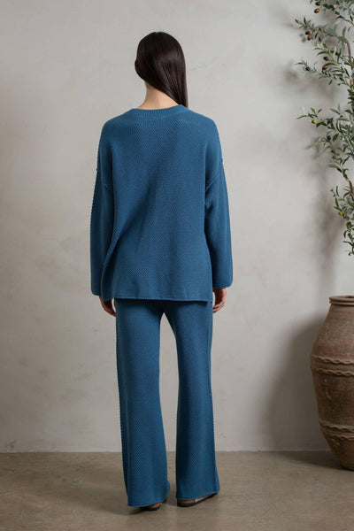 Sapphire BlueWaffle Knit Lounge Set