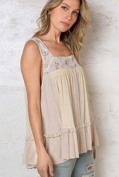 Square Neck Lace Embroidered Top - Hope Boutique Shop